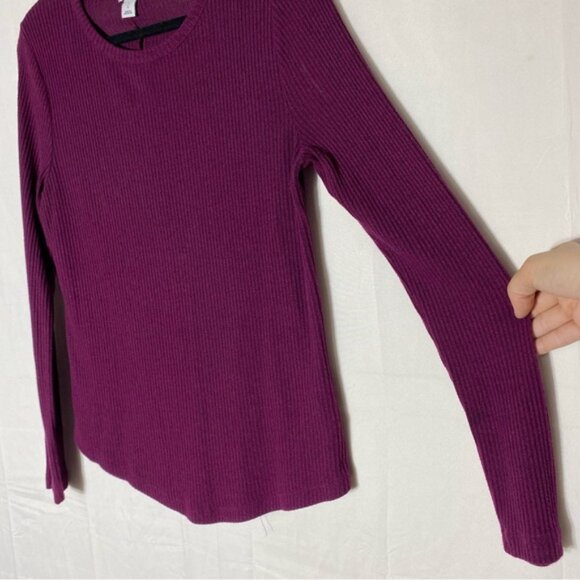 Old Navy Burgundy Winter Wine Plush Ribbed Long Sleeve Crew Neck Tee L - Picture 8 of 15